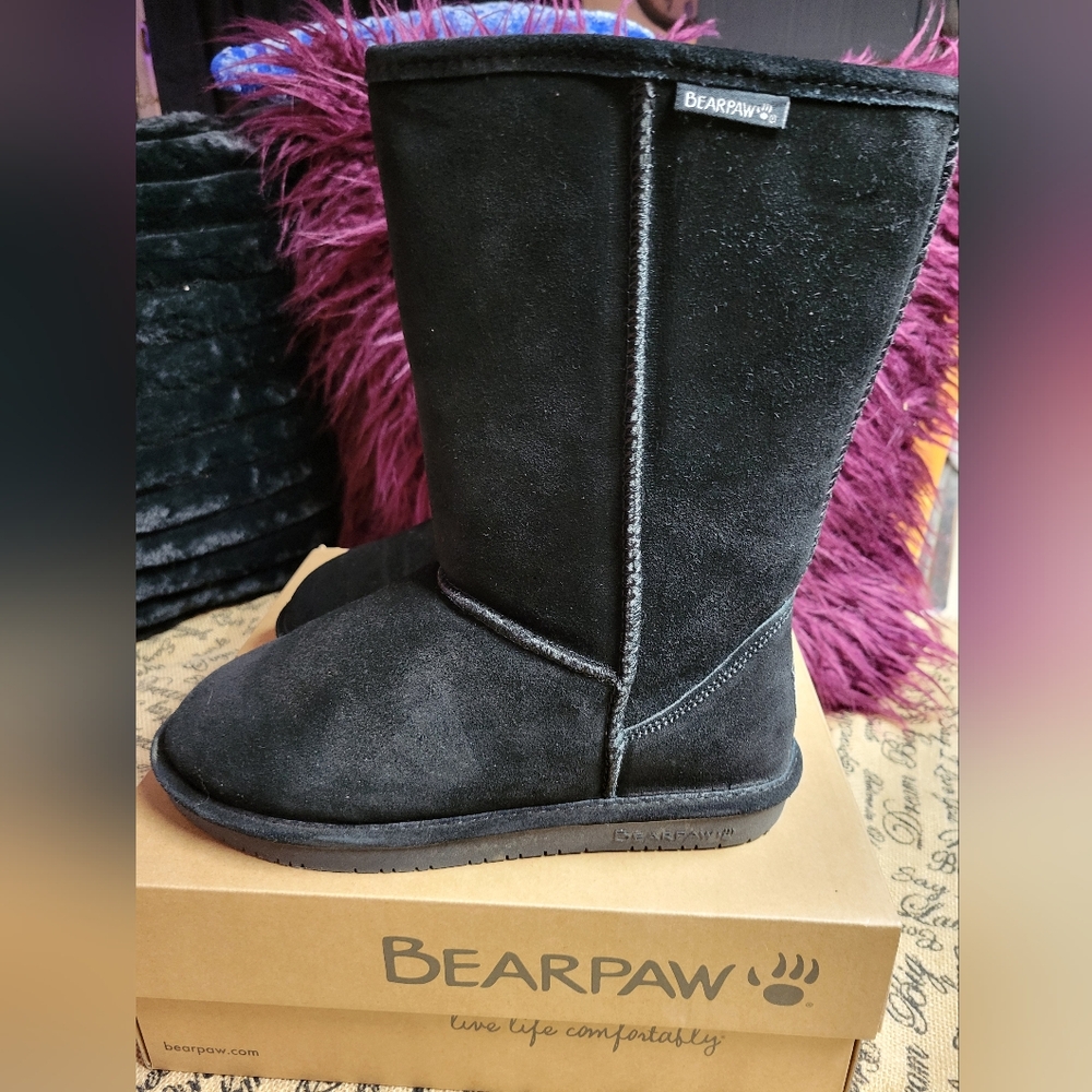 BearPaw size 10 Suede Emma boots-black - Picture 4 of 9